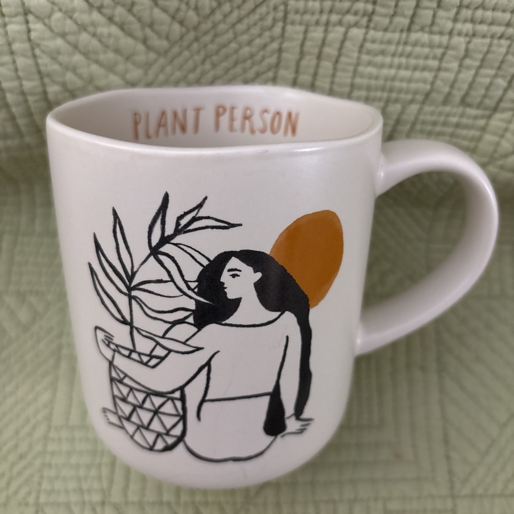 Plant Person Coffee Mug 16oz Opal House Boho Stoneware Cup Woman Plants Earthy